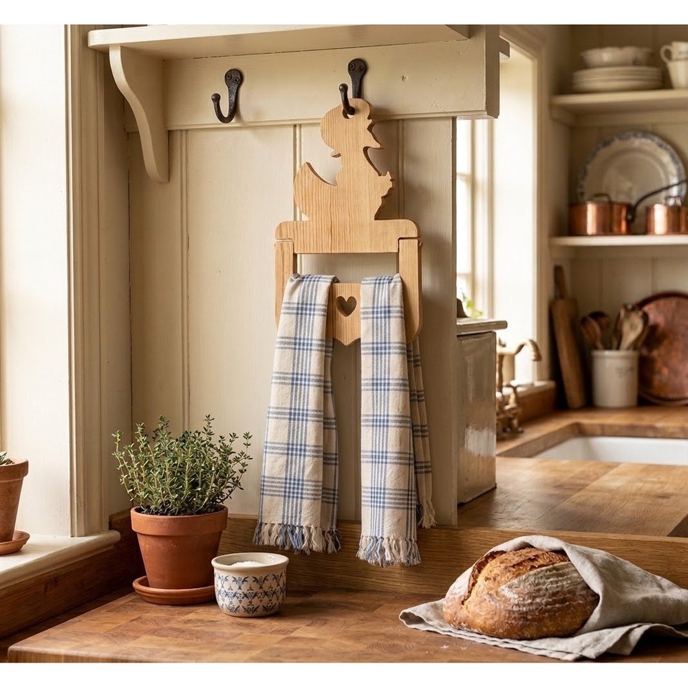 Vintage Wooden Duck/Goose Towel Holder‎ Wall Mount Heart Cutout Country Decor